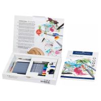 Faber-Castell - Crayons Goldfaber Aqua, coffret cadeau, 18 pièces - (12 Crayons + Carnet + Pitt + Accessoires)