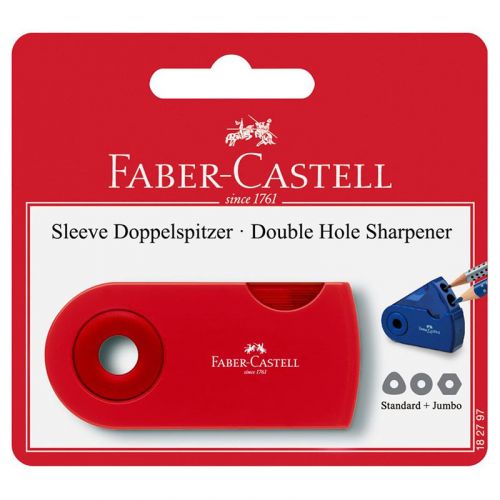 Faber-Castell - Taille-Crayon - Double Trou - Rouge ou Bleu